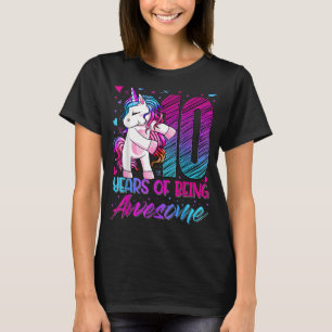 10e verjaardag 10 jaar oud meisje Flossing Unicorn T-shirt