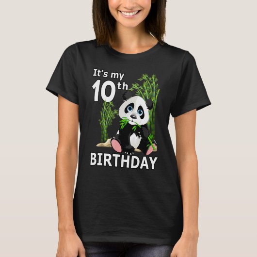10e verjaardag 10 jaar oude dierstier Panda 8 T-shirt (Voorkant)