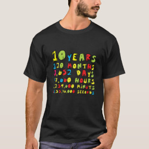 10e verjaardag 10 jaar oude retro 120 maanden t-shirt