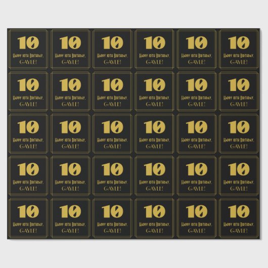 10e verjaardag - Art Deco geïnspireerde look "10" Cadeaupapier (Vlak)