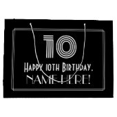 10e verjaardag — Art Deco geïnspireerde look "10" Groot Cadeauzakje (Achterkant)