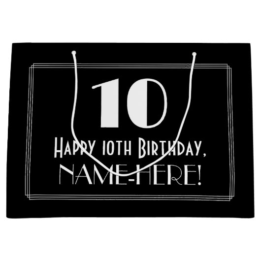 10e verjaardag: Art Deco Geïnspireerde stijl "10", Groot Cadeauzakje