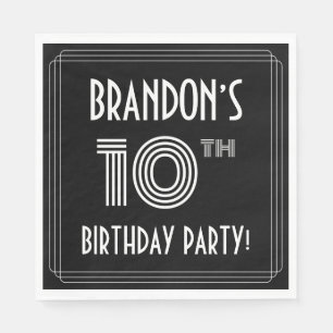 10e verjaardag: Art Deco Style + aangepaste naam Servet