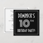 10e verjaardag: Art Deco Style met aangepaste naam Kaart (Voorkant / Achterkant)