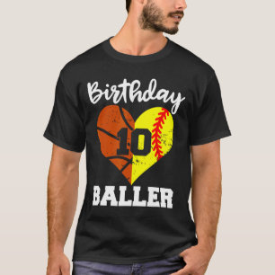 10e verjaardag Baller Plezier 10 Jaar Oud Softbal T-shirt