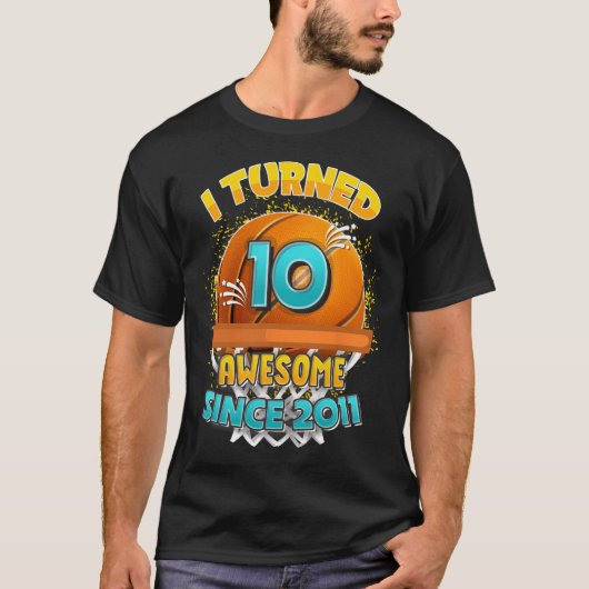 10e verjaardag basketbal Ik draaide 10 Jaar Oud Gi T-shirt (Voorkant)