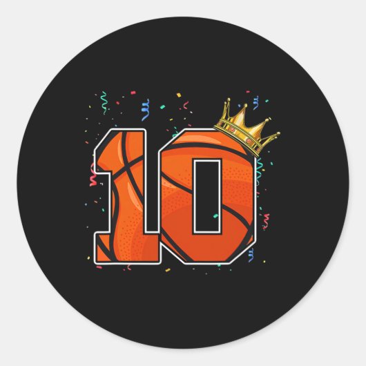 10e verjaardag Basketball Big Number 10 jaar oude Ronde Sticker (Voorkant)