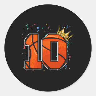 10e verjaardag Basketball Big Number 10 jaar oude  Ronde Sticker