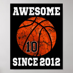10e verjaardag Basketball Player 10 jaar oud Vinta Poster