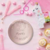 10e verjaardag bloedig roos gouden glitter druppel papieren bordje (Feest)