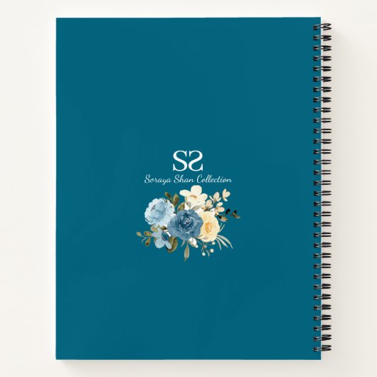 10e verjaardag Bloem Teal Foto Gele Gastenboek Notitieboek (Achterkant)