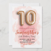 10e verjaardag Blush Pink Waterverf Uitnodiging (Voorkant)
