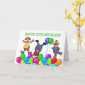 10e verjaardag Clowns Ballonnen Kaart (Gele Bloem)