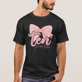 10e Verjaardag Coquette Bow Roze 10 Jaar Oude Gebo T-shirt