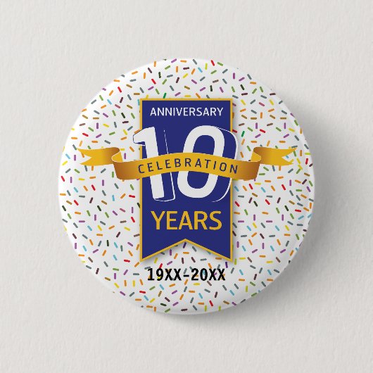 10e VERJAARDAG Design Ronde Button 5,7 Cm (Voorkant)