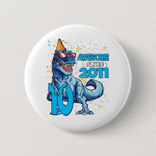 10e verjaardag Dinosaur 10-jarige jongen Kinderen Ronde Button 5,7 Cm