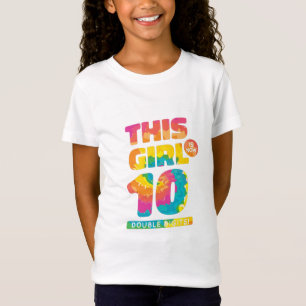 10e verjaardag, dit meisje is nu 10 dubbele cijfer t-shirt