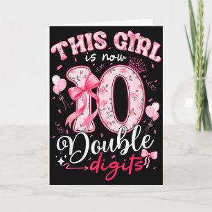10e verjaardag Dit meisje is nu 10 dubbele cijfers Kaart