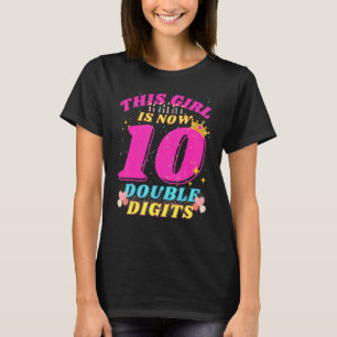 10e verjaardag Dit meisje is nu 10 mat met twee ci T-shirt