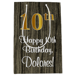 10e verjaardag: Elegant Faux Gold Kijk #, Faux Woo Medium Cadeauzakje