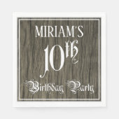 10e verjaardag — Fancy script, kijk op hout Servet (Voorkant)