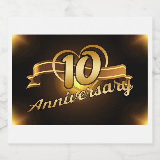 10e verjaardag, Food and Beverage Label Set. Sparkling Wijnetiket (Enkel label)