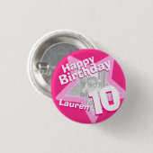 10e verjaardag foto leuke, roze knop/badge ronde button 3,2 cm (Voorkant /achterkant)