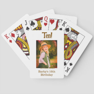 10e verjaardag foto naam datum eenvoudig bruin bei pokerkaarten