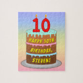 10e verjaardag: Fun Cake and Candles + Custom Name Legpuzzel (Verticaal)