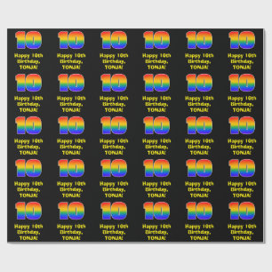 10e verjaardag: Fun, kleurrijke regenboog geïnspi Cadeaupapier
