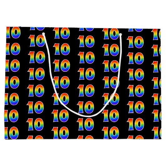 10e verjaardag: Fun Rainbow Event Number 10 Patter Groot Cadeauzakje (Achterkant)