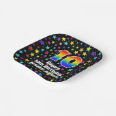 10e verjaardag: Fun Stars Pattern and Rainbow "10" Papieren Bordje (Gebogen)