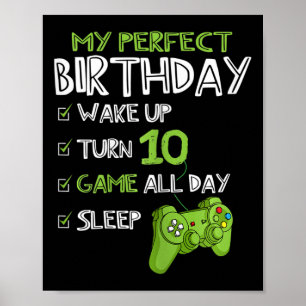 10e verjaardag gaming 10 jaar oude perfecte gamer  poster