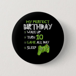 10e verjaardag gaming 10 jaar oude perfecte gamer  ronde button 5,7 cm