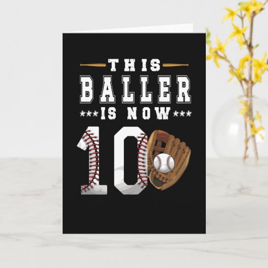 10e verjaardag Gift Baseball Player 10-jarige jong Kaart (Gele Bloem)