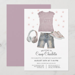 10e verjaardag glamping Party under the Stars Invi Kaart