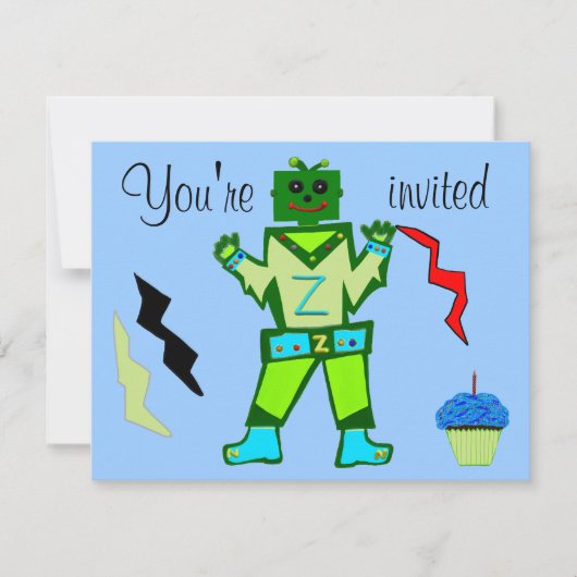 10e verjaardag groene robot Boy and Spaceship Star Kaart (Voorkant)