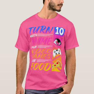 10e Verjaardag I Manga I Gamer I 90s Kawaii Pizza T-shirt