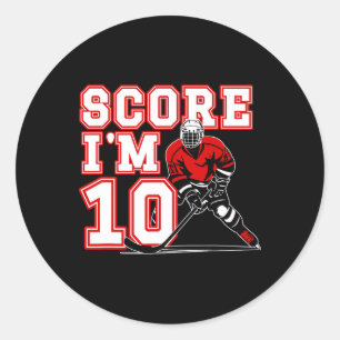 10e verjaardag ijshockey jongen tien jaar oud ijsh ronde sticker