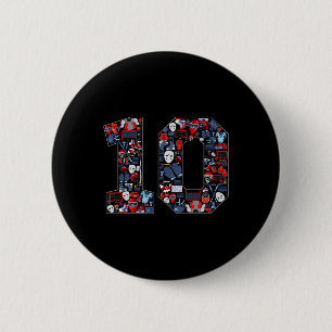 10e verjaardag ijshockey thema 10 jaar oud feest ronde button 5,7 cm