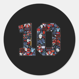 10e verjaardag ijshockey thema feest 10 jaar oud ronde sticker
