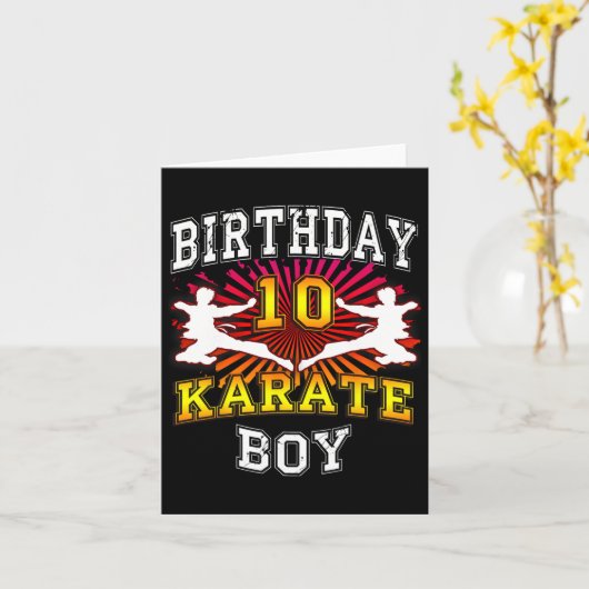10e verjaardag jongen - Karate 10 jaar oud kinders Kaart (Gele Bloem)