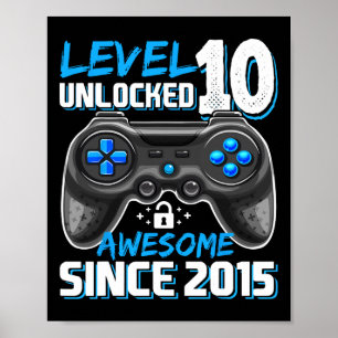 10e Verjaardag Jongen Level 10 Gamer 10 Jaar Video Poster