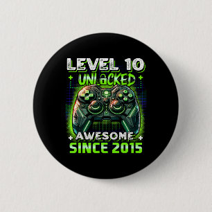10e Verjaardag Jongen Level 10 Gamer 10 Jaar Video Ronde Button 5,7 Cm