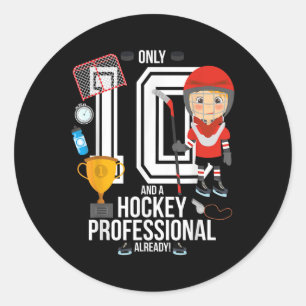 10e verjaardag jongen slechts 10 en een Hockey Pro Ronde Sticker