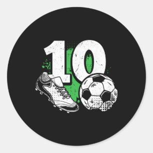 10e verjaardag Jongen Voetballer Voetbal 10 Jaar O Ronde Sticker