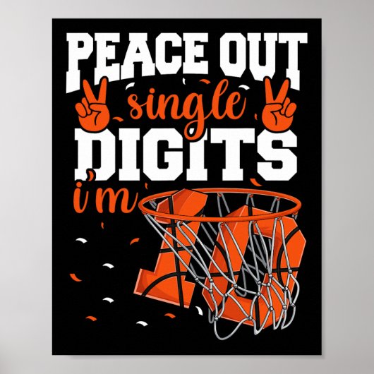 10e verjaardag jongens basketbal vrede uit single poster (Voorkant)