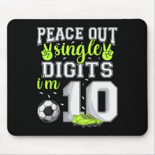 10e verjaardag Jongens Voetbal Peace Out Eencijfer Muismat