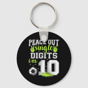 10e verjaardag jongens voetbal Peace Out enkele ci Sleutelhanger