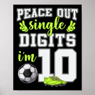 10e verjaardag jongens voetbal Peace Out Single Di Poster